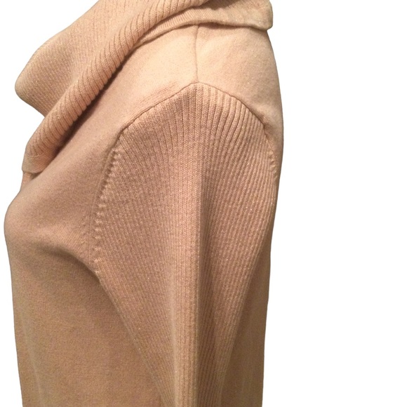 Karl Lagerfeld Pink/Gold Metallic Cowl Neckline Pullover Sweater - Picture 6 of 10